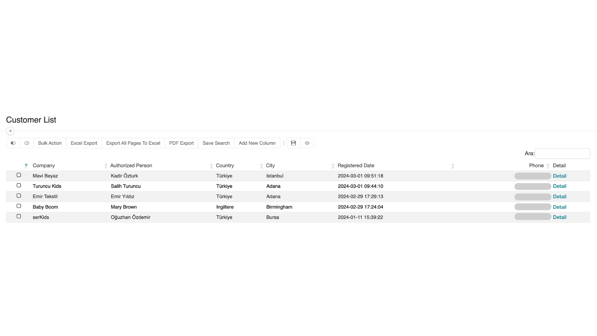 Customer List - Awaiting Approval