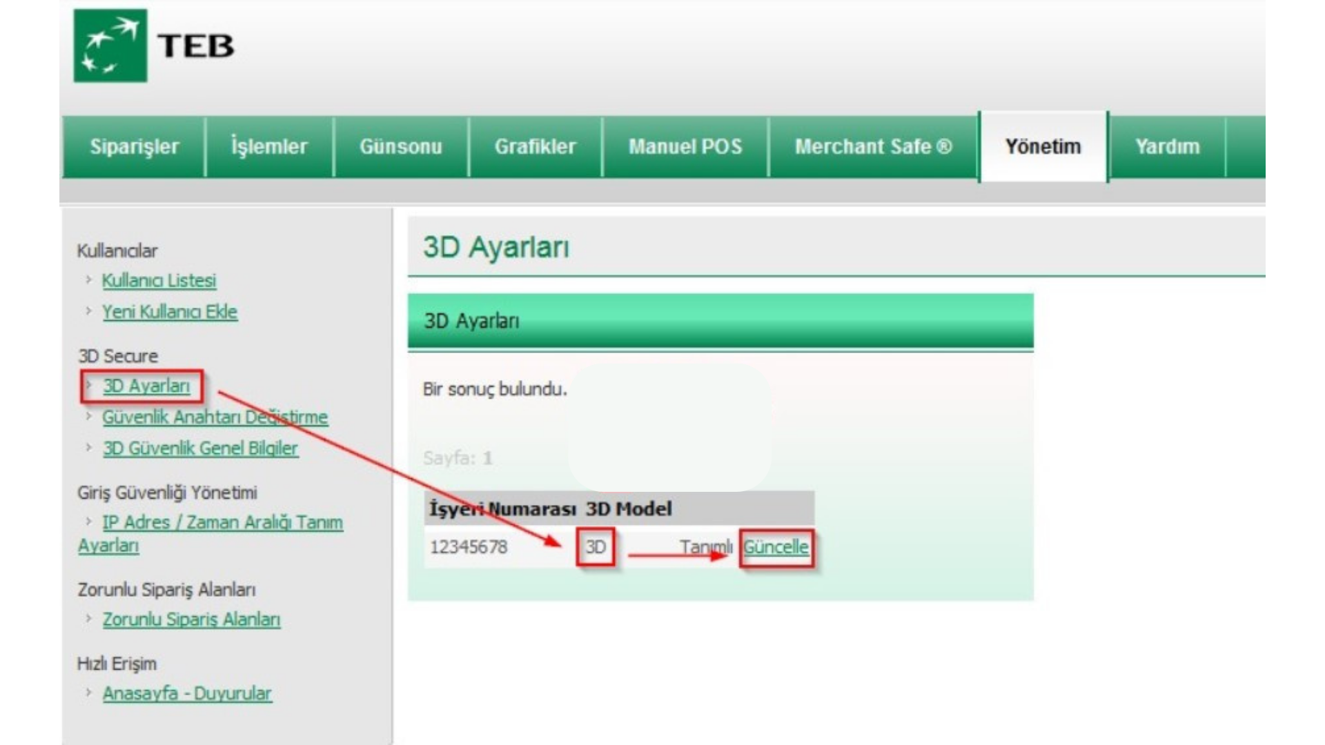 Virtual POS Settings in Panel