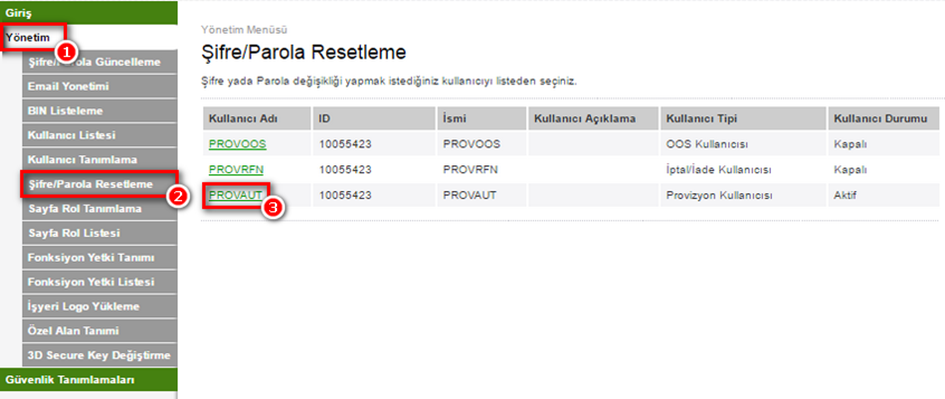 Paneldeki Sanal POS Ayarları