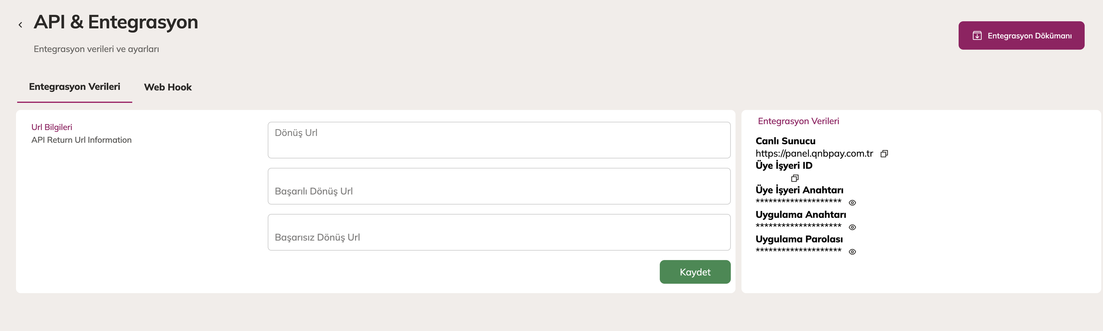 Paneldeki Sanal POS Ayarları